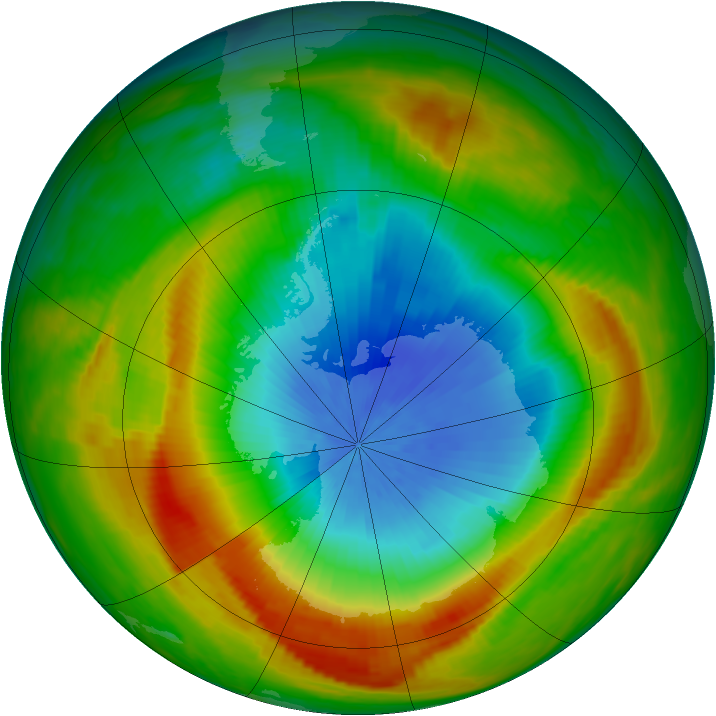 Antarctic ozone map for 24 October 1980